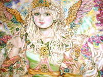 Click for more details of A happy emerald angel. (limited edition print) by Yumi Sugai