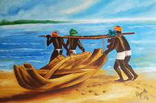 Click for more details of Afloat on the ocean (oil on board) by ragunath