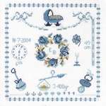 Click for more details of Baby Boy Nursery Birth Record (cross stitch) by Permin of Copenhagen