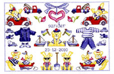 Click for more details of Baby Boy Sampler (cross stitch) by Permin of Copenhagen