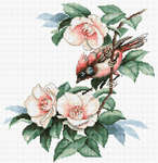 Click for more details of Bird in Camelia Flowers (cross stitch) by Luca - S