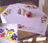 Click for more details of Birds and Violets Table Cover (cross stitch) by Vervaco