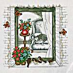 Click for more details of Birds at Summer Window (cross stitch) by Permin of Copenhagen