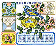 Click for more details of Blue Bird Floral (cross stitch) by Imaginating
