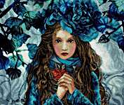 Click for more details of Blue Flowers Girl (cross stitch) by Lanarte