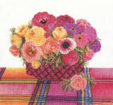 Click for more details of Bowl of Ranunculus and Anemones (cross stitch) by Thea Gouverneur