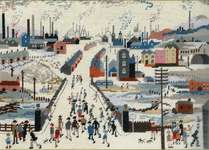 Click for more details of Canal Bridge after Lowry (tapestry) by Bothy Threads