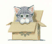 Click for more details of Cat in Box (cross stitch) by Peter Underhill