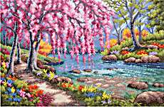 Click for more details of Cherry Blossom Creek (cross stitch) by Dimensions