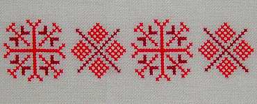 Click for more details of Christmas Border - Red Snowflakes (cross stitch) by Anne Peden