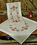 Click for more details of Classic Red Table Cover - Hearts and Swirls (embroidery) by Permin of Copenhagen