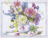 Click for more details of Flowers in a White Pot (cross stitch) by Marjolein Bastin