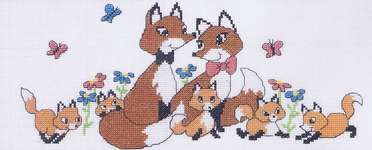 Click for more details of Fox Family (cross stitch) by Permin of Copenhagen