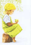 Click for more details of Girl with Apple (cross stitch) by Lanarte