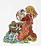 Click for more details of Girl with Puppies (cross stitch) by Eva Rosenstand