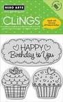 Click for more details of Happy Birthday Cupcakes Unmounted Cling Rubber Stamp (stamps) by Hero Arts