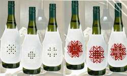 Click for more details of Hardanger Stars Wine Bottle Aprons (hardanger) by Permin of Copenhagen
