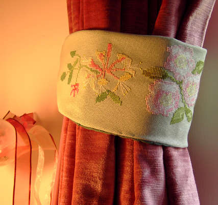Click for more details of Hedgerow Curtain Tie Back (cross stitch) by Anne Peden
