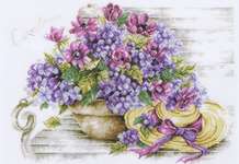 Click for more details of Hydrangeas on a Bench (cross stitch) by Lanarte
