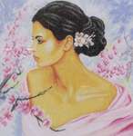 Click for more details of Lady with Blossom (cross stitch) by Lanarte