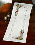 Click for more details of Long White Table Runner with Flowers (hardanger) by Permin of Copenhagen