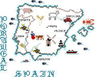 Click for more details of Map of Spain and Portugal (cross stitch) by Sue Hillis Designs