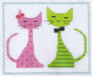 Click for more details of Pink and Green Cats  (cross stitch) by Vervaco