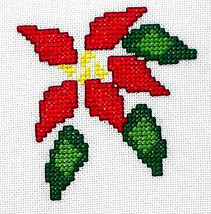 Click for more details of Poinsettia Christmas Card (cross stitch) by Anne Peden