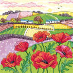 Click for more details of Poppy Landscape (cross stitch) by Karen Carter