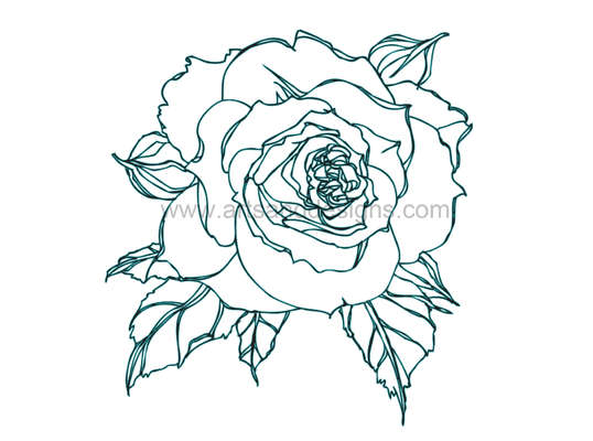 Click for more details of Romantic Rose Digital Stamp - Teal/Black (digital downloads) by Julie Lynes