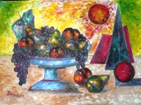 Click for more details of Still Life with Geometric Cubism (oil on board) by gianbencio