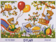 Click for more details of Teddies Birth Sampler (cross stitch) by Vervaco