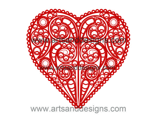 Click for more details of Valentines Filligree Heart in Red Velvet (digital downloads) by Julie Lynes
