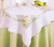 Click for more details of Yellow Violas Table Cover (embroidery) by Deco-Line