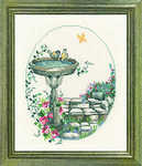 Oval garden bird bath - click for larger image