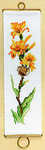 Yellow gladiolus bell pull and wren - click for larger image