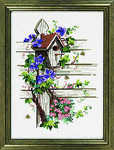 Bird house and clematis - click for larger image