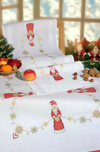 Father Christmas table runner  - Cross stitch