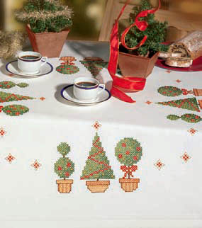 Three trees table cover - Cross stitch