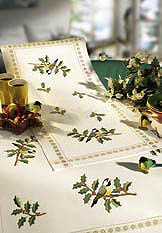 Bird and holly table runner