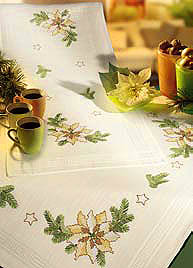 White Poinsettia table cover