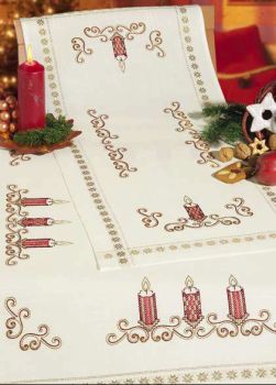 Candles with arabesque table runner