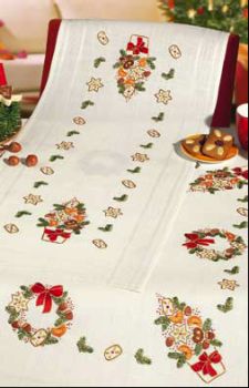 Christmas wreath and tree table cover