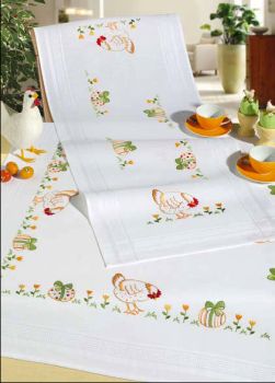 Chickens and Easter eggs table runner