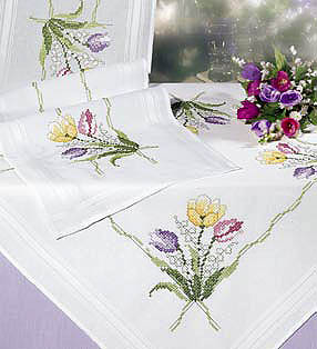 Tulips and lily of the valley table cover