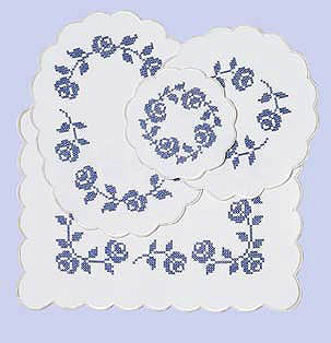 Blue Roses Doily - Cross stitch