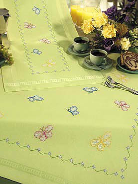 Butterflies table cover - Cross stitch