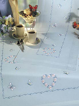 Flower hearts and butterflies table runner