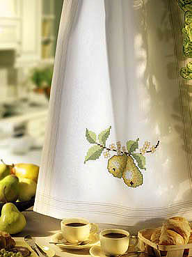 Pears teacloth with beige border