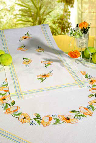 Circle of poppies table cover